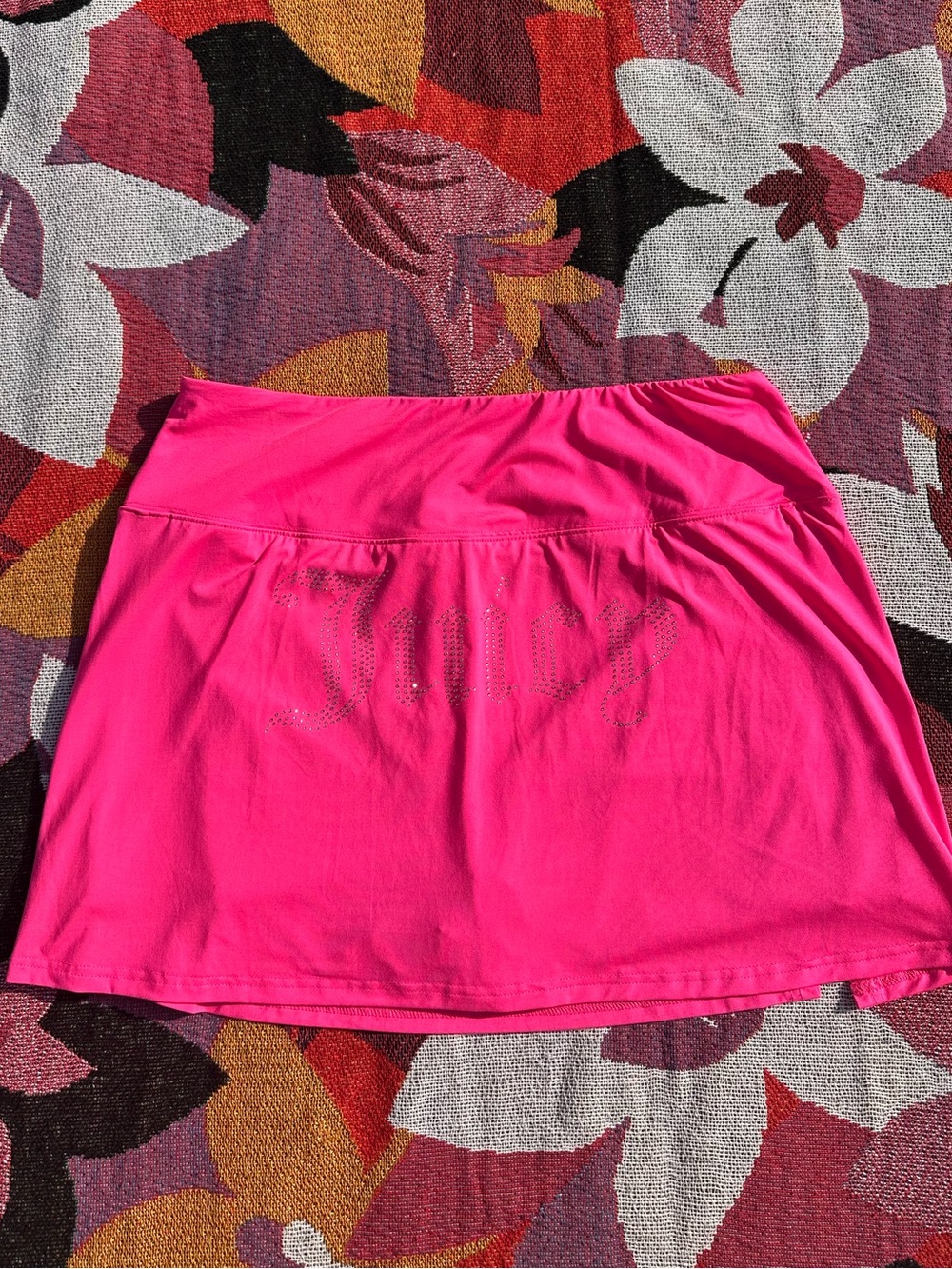 Juicy Couture Neon Pink Rhinestone Skort Y2K